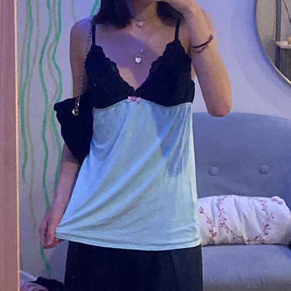 BETSEY JOHNSON MINT GREEN LACY LINGERIE TOP - Picture 4 of 4